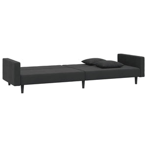 Schlafsofa 2-Sitzer Schwarz Samt mit Kissen