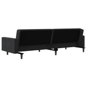 Schlafsofa 2-Sitzer Schwarz Samt mit Kissen