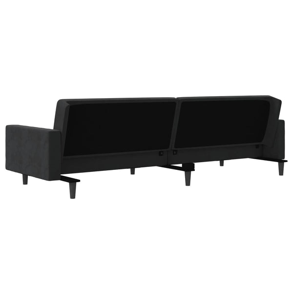 Schlafsofa 2-Sitzer Schwarz Samt mit Kissen