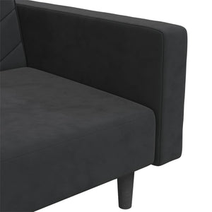 Schlafsofa 2-Sitzer Schwarz Samt mit Kissen