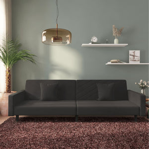 Schlafsofa 2-Sitzer Schwarz Samt mit Kissen