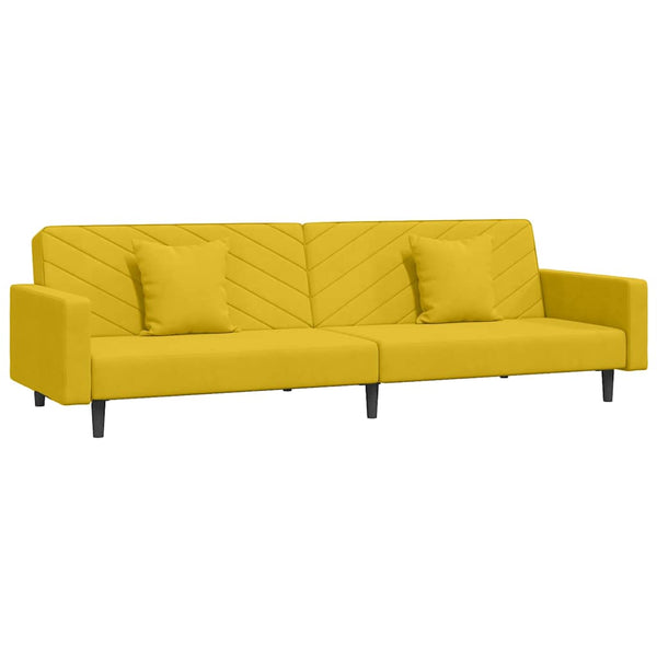 Gelbes Samt Schlafsofa 2-Sitzer mit Kissen
