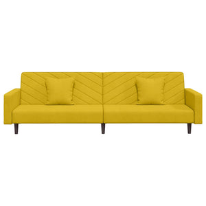 Gelbes Samt Schlafsofa 2-Sitzer mit Kissen