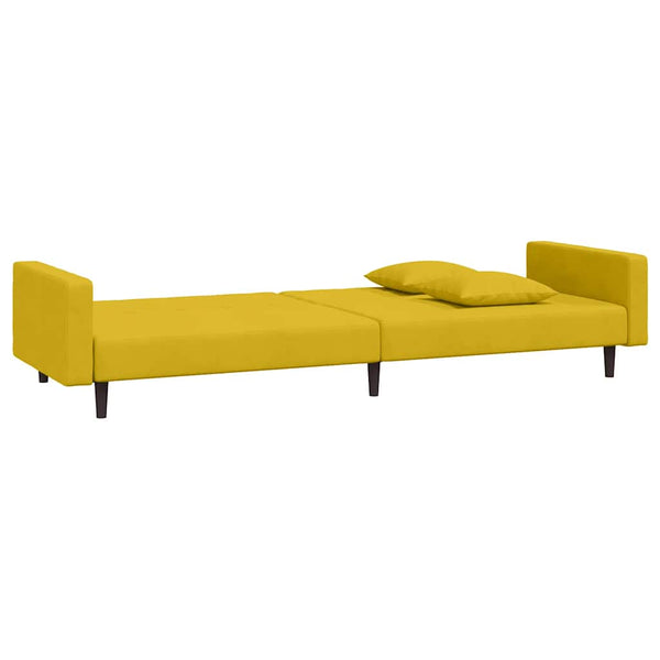 Gelbes Samt Schlafsofa 2-Sitzer mit Kissen
