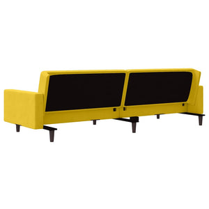 Gelbes Samt Schlafsofa 2-Sitzer mit Kissen