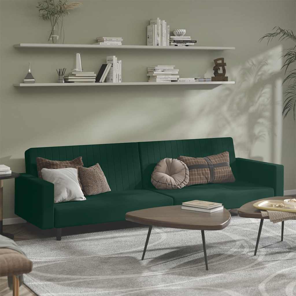Schlafsofa 2-Sitzer Dunkelgrün Samt
