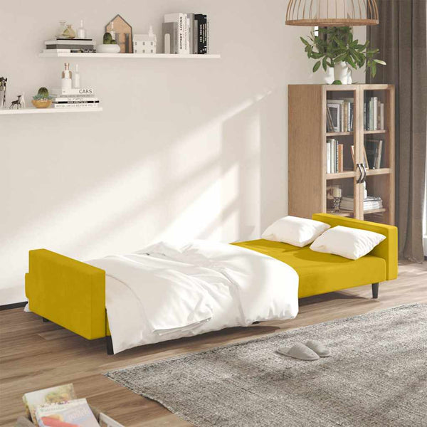vidaXL Canapé convertible 2 places jaune velours