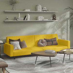 vidaXL Canapé convertible 2 places jaune velours