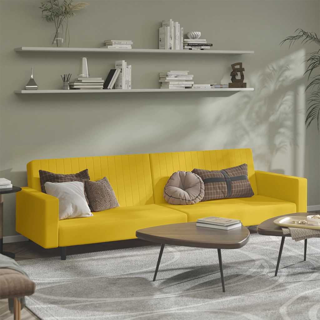 vidaXL Canapé convertible 2 places jaune velours