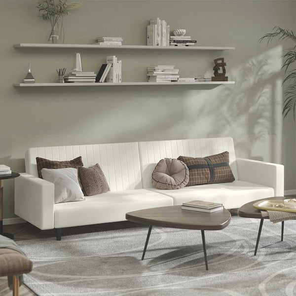 Schlafsofa 2-Sitzer Creme Samt