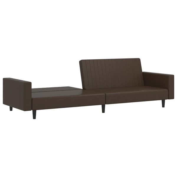 Schlafsofa 2-Sitzer Braun Kunstleder