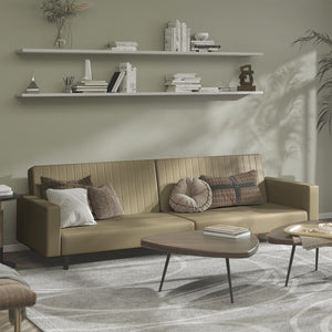 Schlafsofa 2-Sitzer Cappuccino-Braun Kunstleder