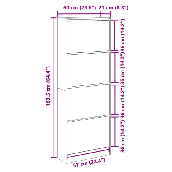 Schuhschrank Braun Eichenoptik 60 cm