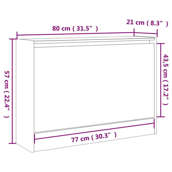Schuhschrank Grau Sonoma 80 cm