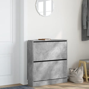 Betongrauer Schuhschrank aus Holz, 80 cm