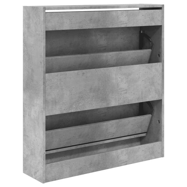 Betongrauer Schuhschrank aus Holz, 80 cm