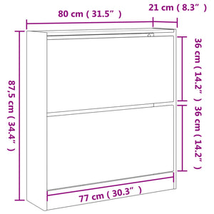 Betongrauer Schuhschrank aus Holz, 80 cm