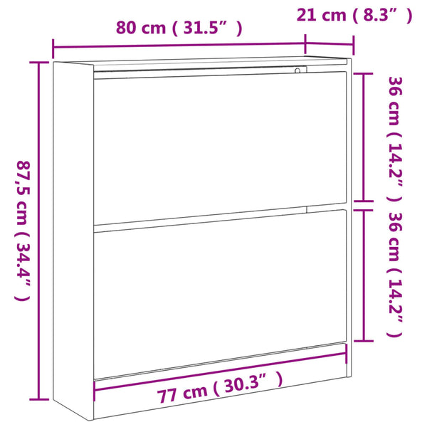 Betongrauer Schuhschrank aus Holz, 80 cm