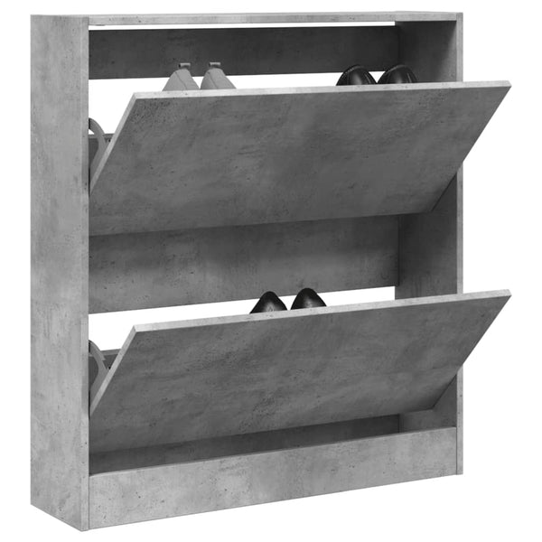 Betongrauer Schuhschrank aus Holz, 80 cm