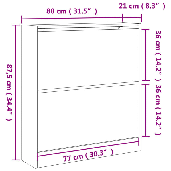 Schuhschrank Grau Sonoma 80 cm
