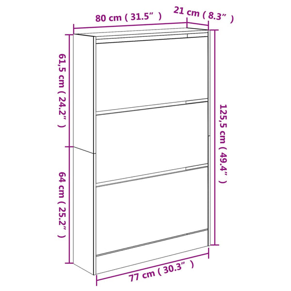 Weißer Schuhschrank aus Holz, 80 cm