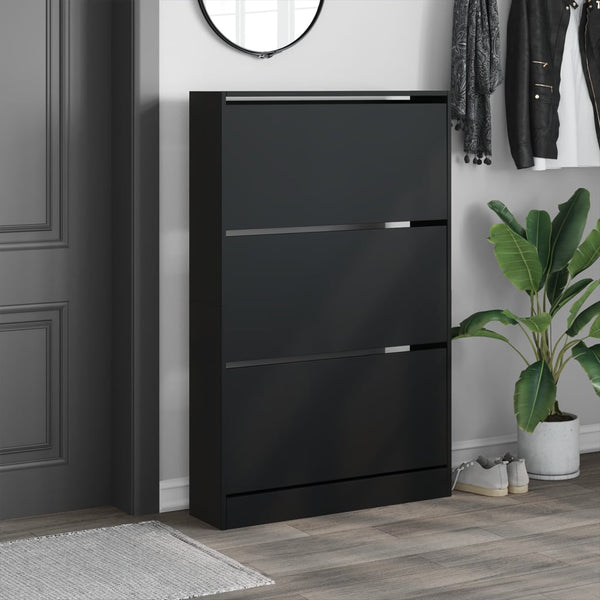 Schuhschrank Schwarz Holzwerkstoff 80cm