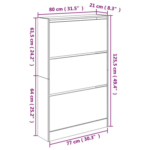 Schuhschrank Schwarz Holzwerkstoff 80cm