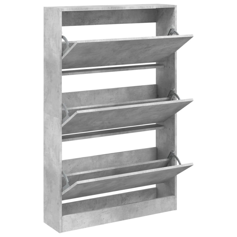 Betongrauer Schuhschrank aus Holz