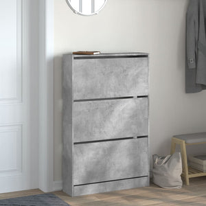Betongrauer Schuhschrank aus Holz