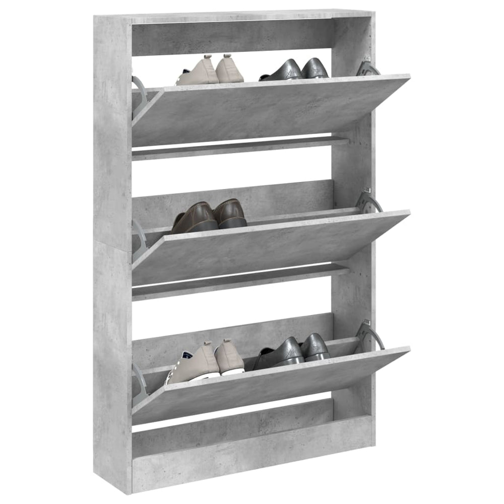 Betongrauer Schuhschrank aus Holz