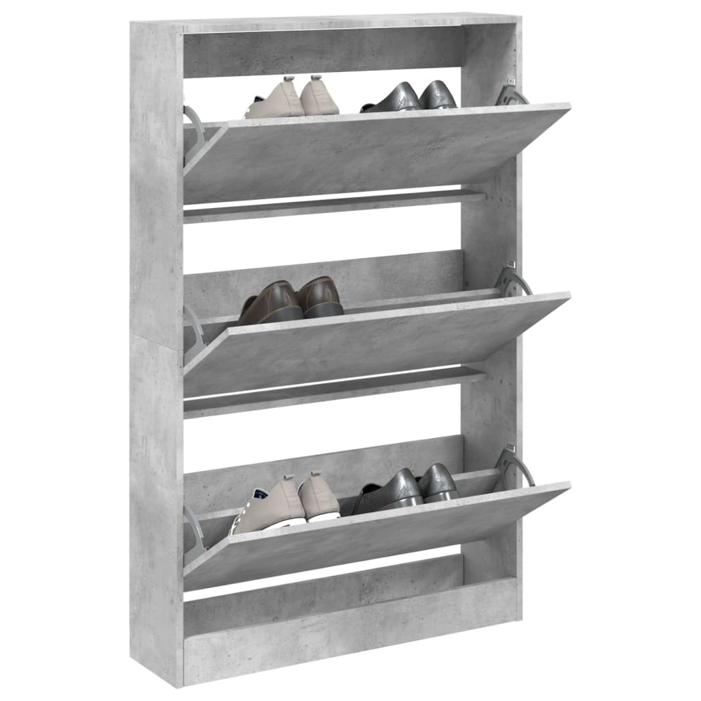 Betongrauer Schuhschrank aus Holz