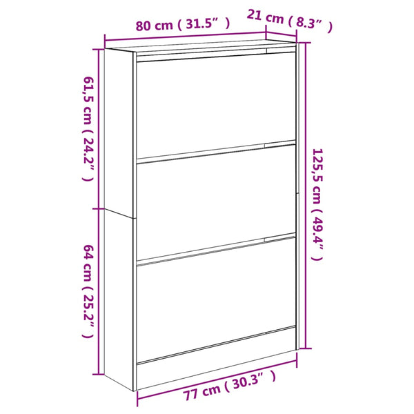 Schuhschrank Räuchereiche, 80cm