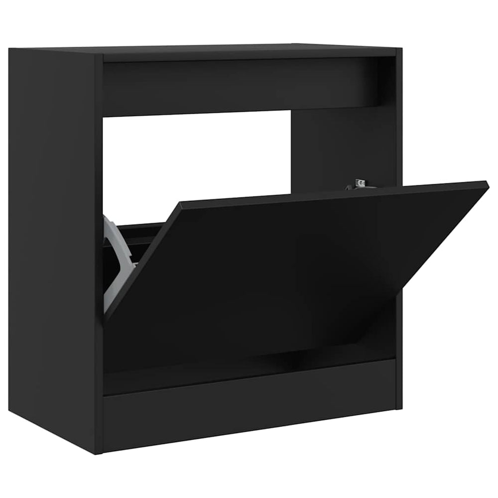 vidaXL Meuble à chaussures noir 60x34x63,5 cm en bois d'ingénierie