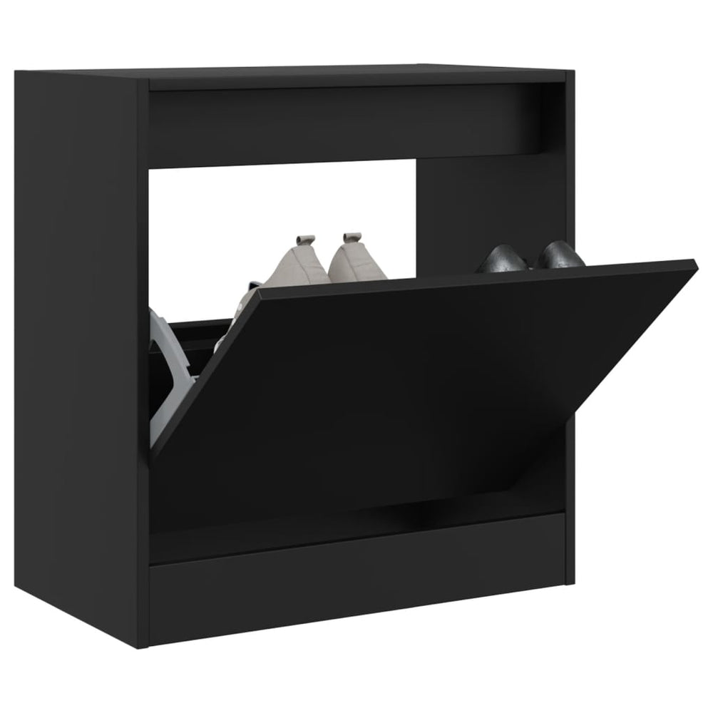 vidaXL Meuble à chaussures noir 60x34x63,5 cm en bois d'ingénierie