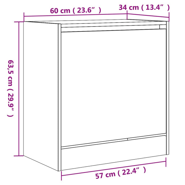 Schuhschrank Grau Sonoma 60 cm