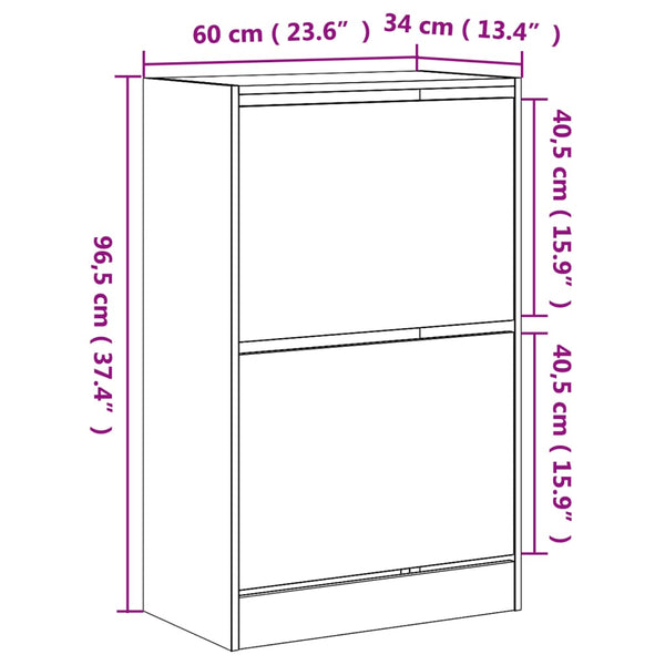 Schuhschrank Sonoma Eiche 60 cm