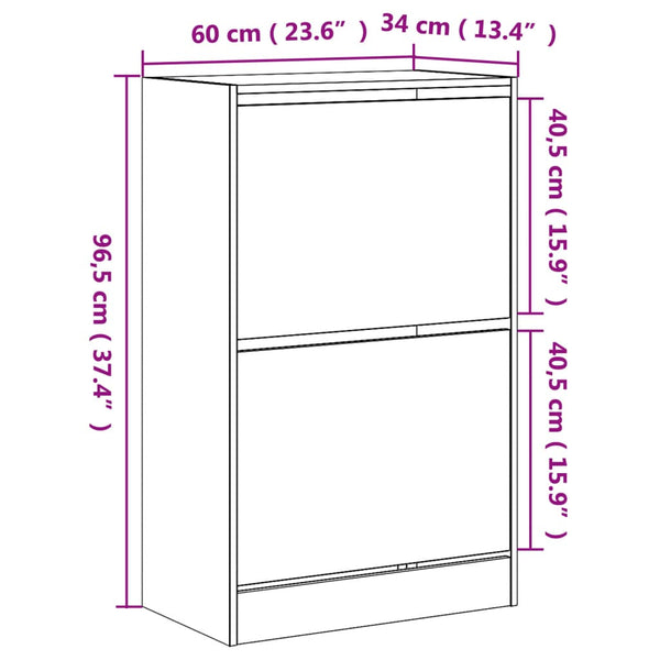 Schuhschrank Räuchereiche 60x34x96,5cm