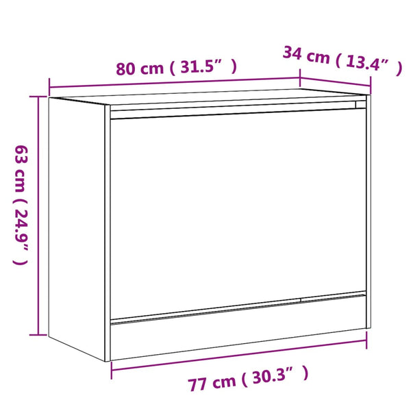 Schuhschrank Sonoma Eiche 80 cm