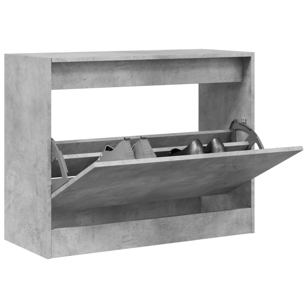 vidaXL Armoire à chaussures gris béton 80x34x63 cm Bois d'ingénierie