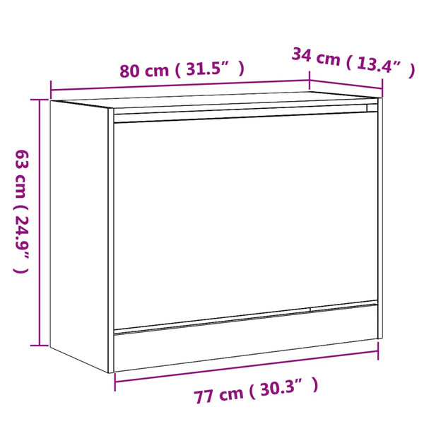Schuhschrank Grau Sonoma 80 cm