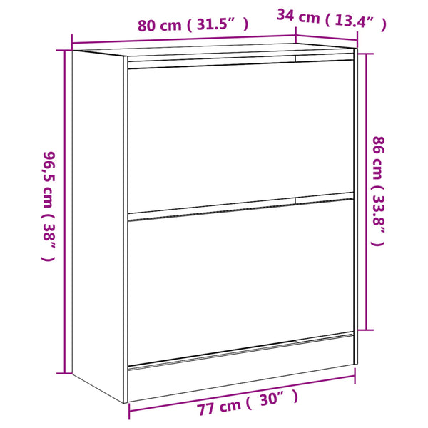 Schuhschrank Grau Sonoma 80 cm