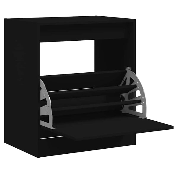 Schuhschrank Schwarz, Holz, 60 cm