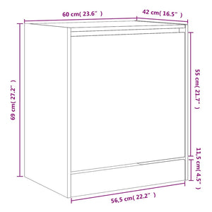 Schuhschrank Schwarz, Holz, 60 cm