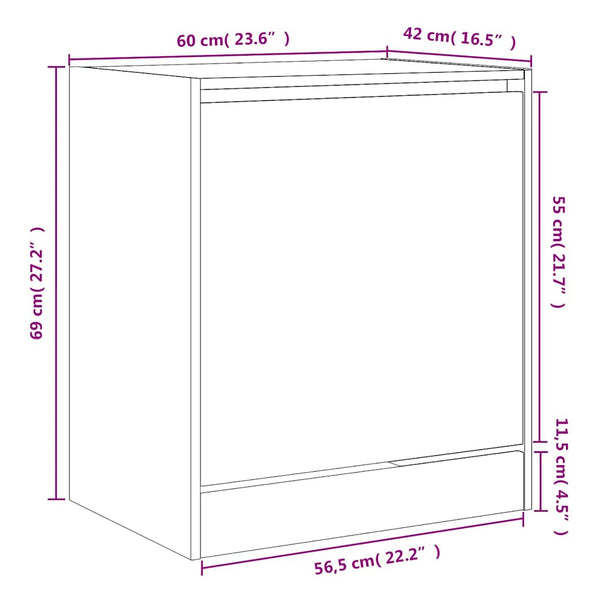 Schuhschrank Schwarz, Holz, 60 cm