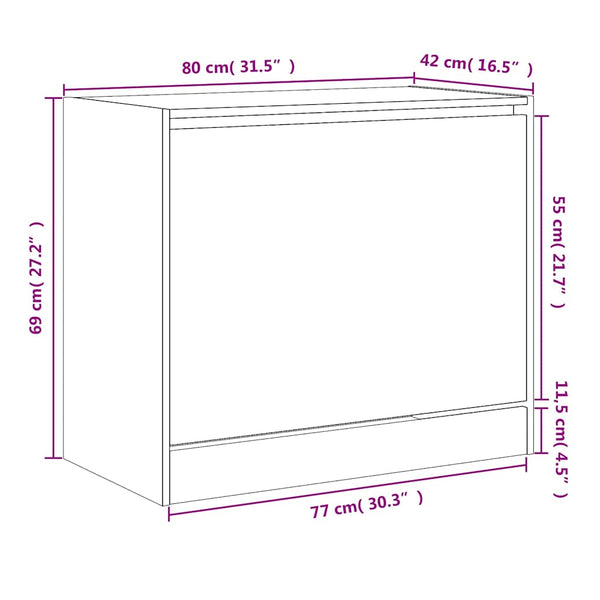 Schuhschrank Schwarz, 80 cm