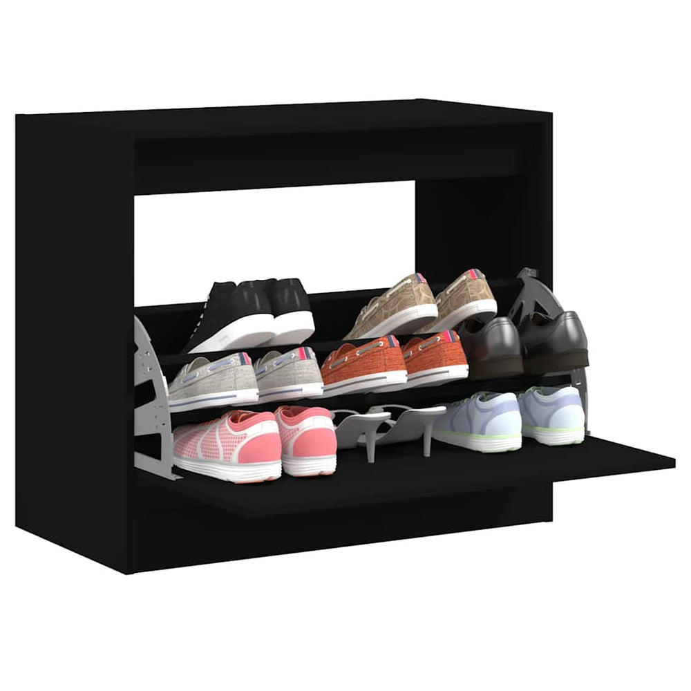Schuhschrank Schwarz, 80 cm