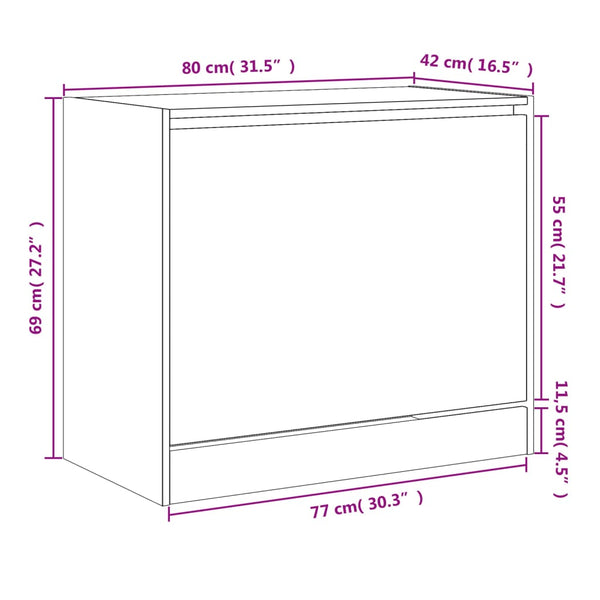 Schuhschrank Sonoma Eiche 80 cm