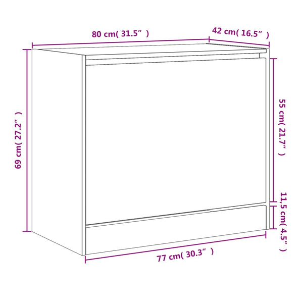 Betongrauer Schuhschrank 80 cm