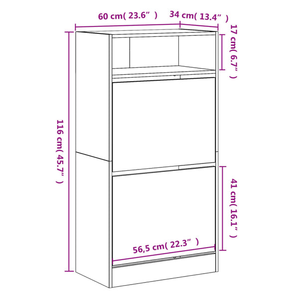 Schuhschrank Betongrau 60 cm
