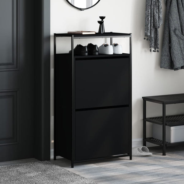 Schuhschrank Schwarz 60x34x112 cm